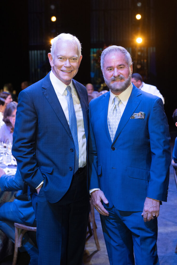 Jay Jones & Terry Wayne Jones on stage at Wortham Theater Center for Houston Ballet's Opening Night Dinner. (Photo by Wilson Parish)