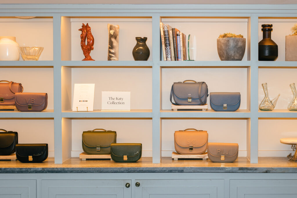 Leatherology's Katy Collection on display at Bludorn for The Nat Note and Leatherology dinner. (Photo by Fernanda Varela Photography)