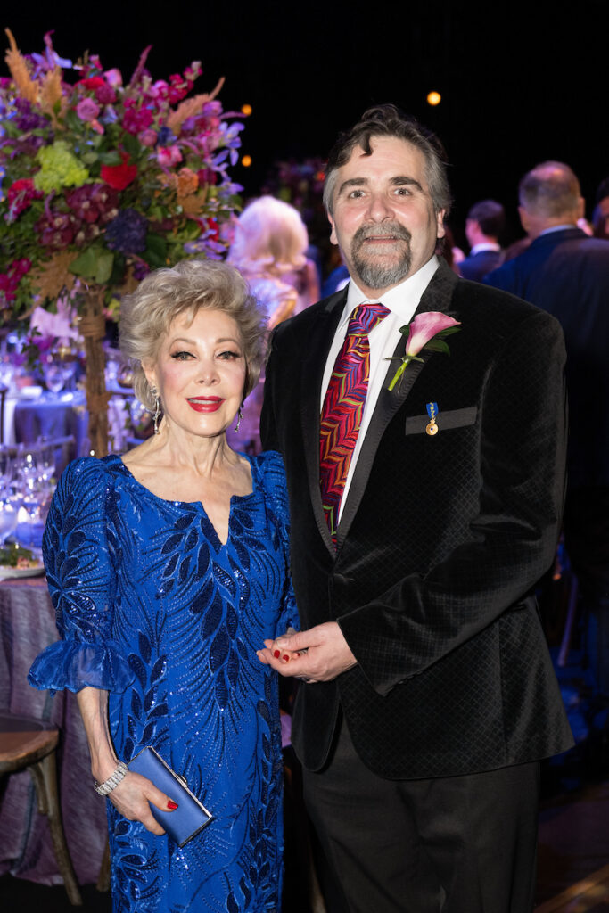 Margaret Alkek Williams, Stanton Welch AM on stage at Wortham Theater Center for Houston Ballet's Opening Night Dinner. (Photo by Wilson Parish)