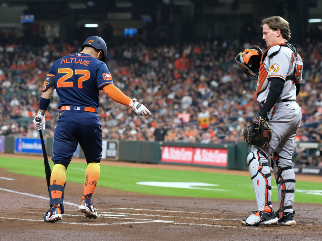 Jose Altuve and Adley Rutschman may meet again in the playoffs.  (Photo by F. Carter Smith)