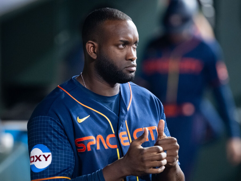 Yordan Alvarez knows it's thumbs up when the Astros find themselves in a big game. (Photo by F. Carter Smith)