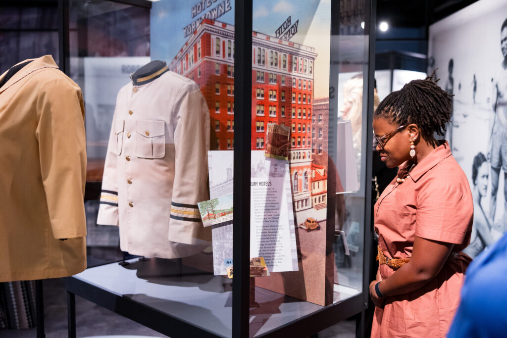 A guest at the opening of 'The Negro Motorist Green Book' exhibition. (Photo by Hung L. Truong)