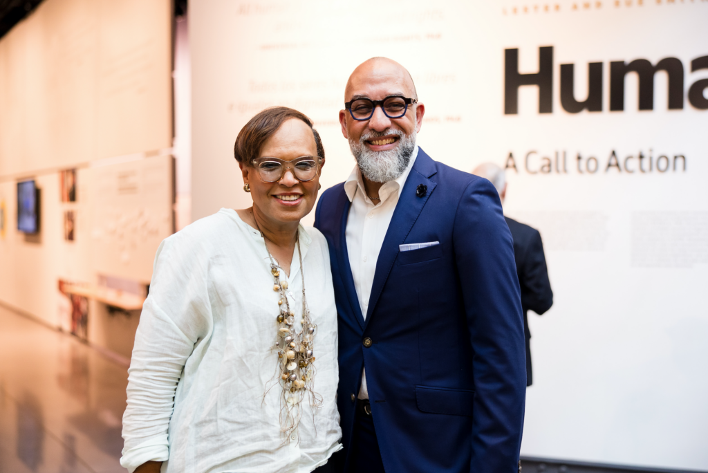 Renee Logans, Leonard Morris at the opening of 'The Negro Motorist Green Book' exhibition. (Photo by Hung L. Truong)