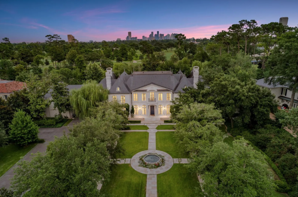 The chateau style home at 3630 Willowick in River Oaks backs up to River Oaks Country Club. (Photo by Patrick Bertolino for Martha Turner Sotheby’s International Realty)