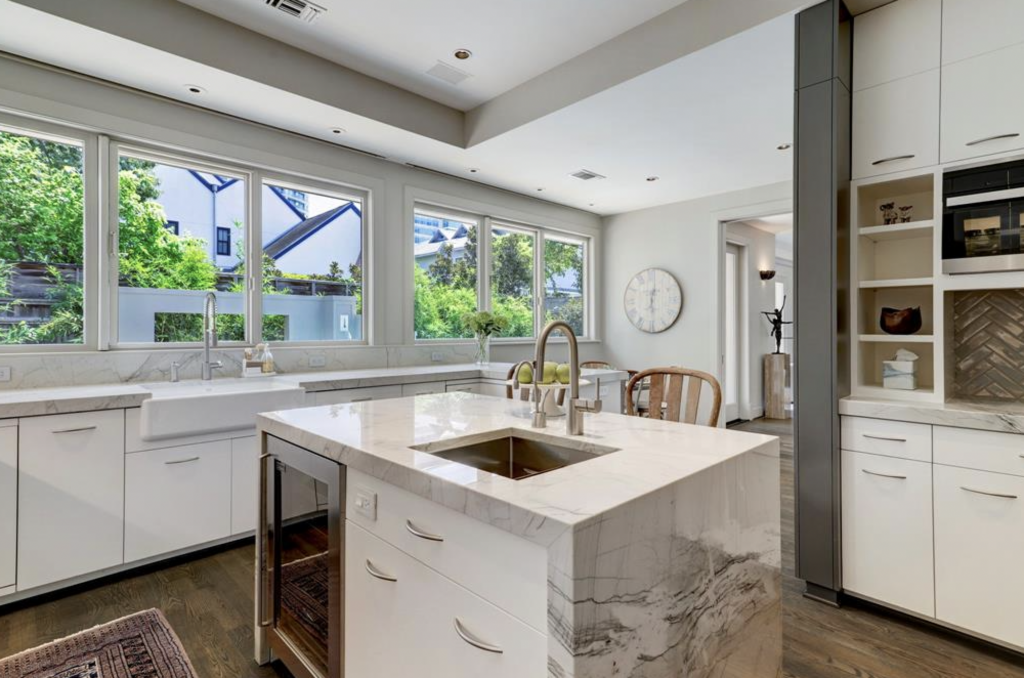 The kitchen offers high-end appliances, including Viking, Sub-Zero, and Miele, combined with elegant cabinetry, countertops, and finishes that create a chef’s kitchen capable of mastering any cuisine.(Photo by TK Images)