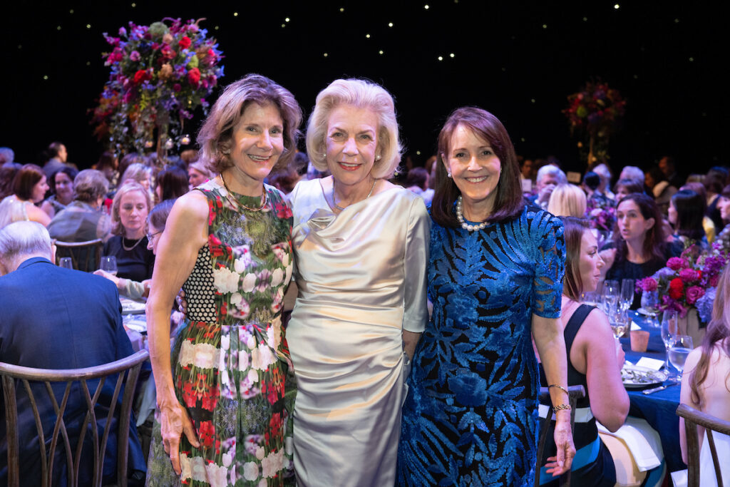 Shannon Sasser, Elise Joseph, Jenny Elkins on stage at Wortham Theater Center for Houston Ballet's Opening Night Dinner. (Photo by Wilson Parish)