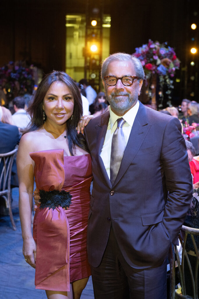 Shara & Kent Schaffer on stage at Wortham Theater Center for Houston Ballet's Opening Night Dinner. (Photo by Wilson Parish)