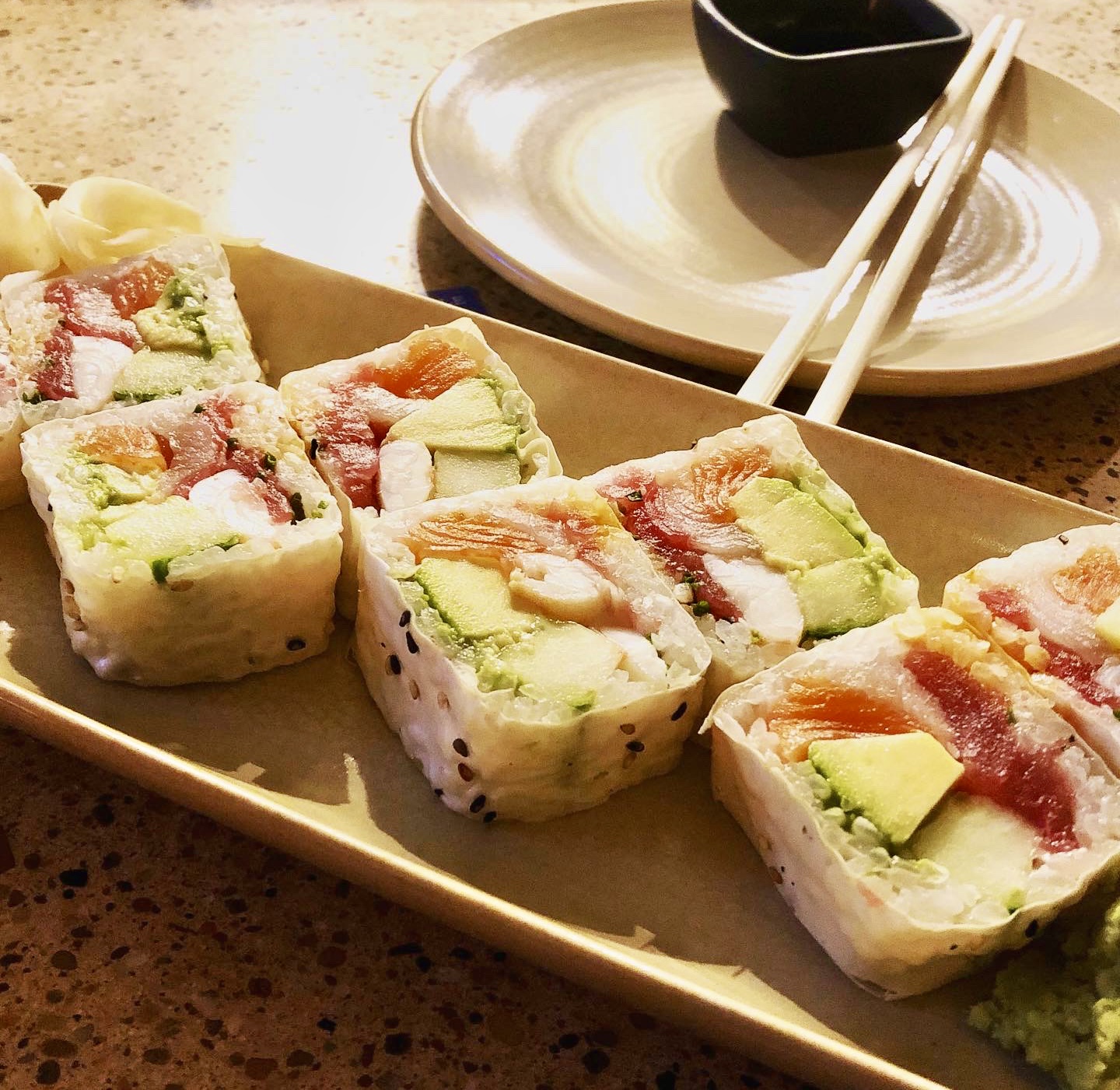 Pacific Table has and elegant and unusual variety of sushi as well as a tiny sushi bar. (Photo by Courtney Dabney)
