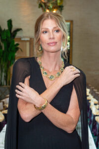 Vicki McCarty in LAGOS Couture Sapphire, Ruby and Emerald suite