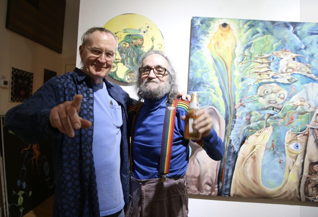 The artist/gallerist Wayne Gilbert with one of his discoveries, outsider talent Leonarda Di Buelna