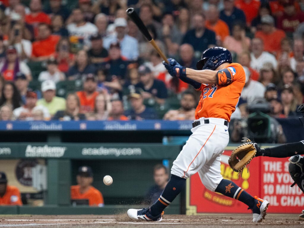 Houston Astros lifeline Jose Altuve continues to rake. ({Photo by F. Carter Smith)