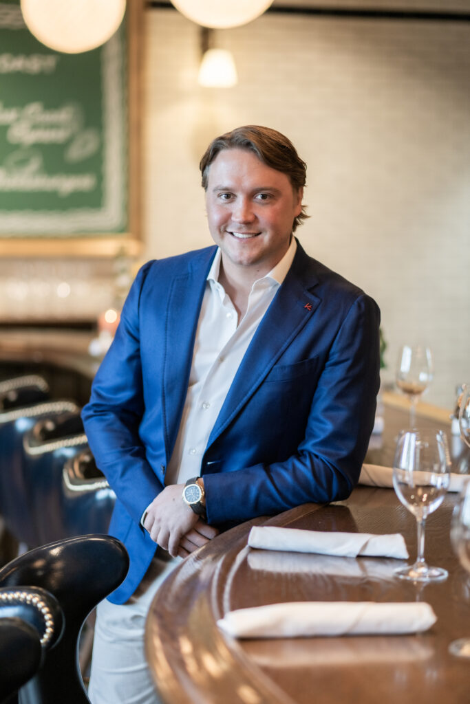 Vandelay Hospitality founder Hunter Pond strikes a pose at Hudson House Beverly Hills. (Courtesy of Vandelay Hospitality)