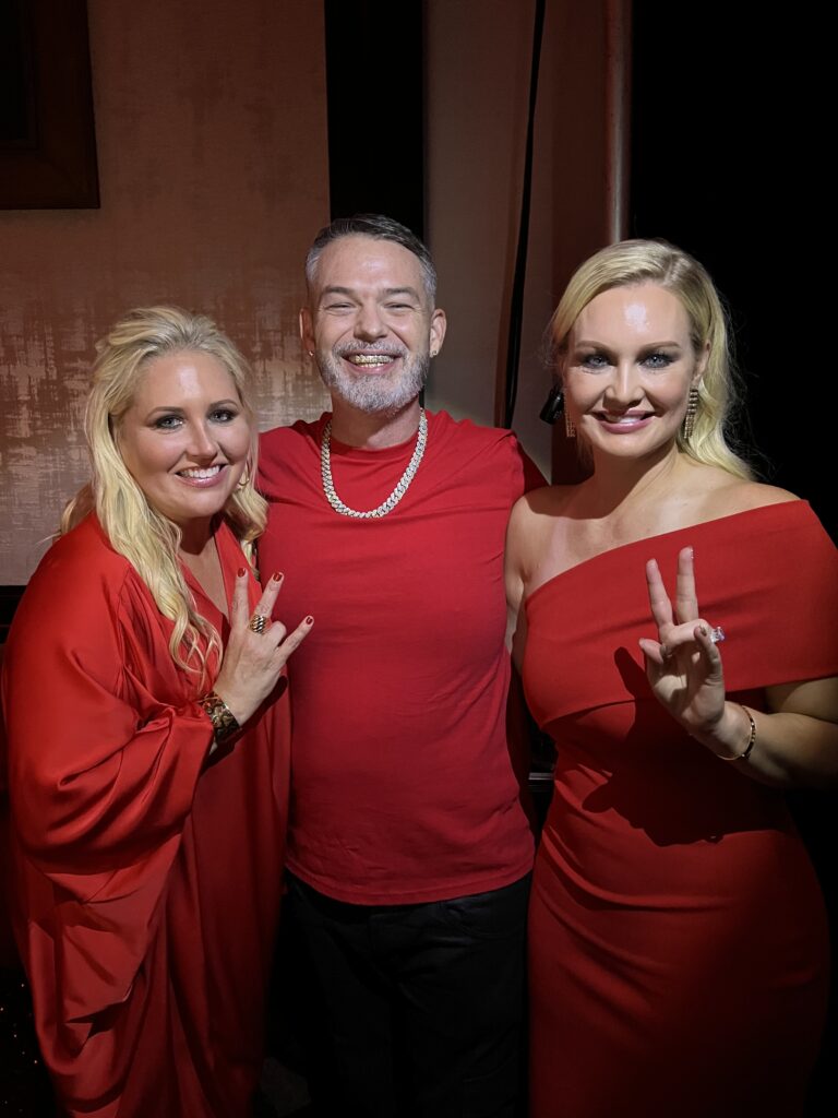 Meredith Chastang (left) and Ashley Beecher (right) loved having Paul Wall at the UH Hall of Honor festivities.