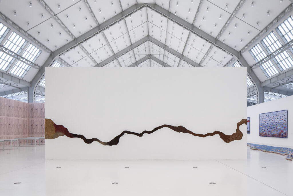 Otobong Nkanga's "Anamnesis," 2015. Installation view of "Oceans, Global Trade and Migration," Nkanga's exhibition at Deichtorhallen in Hamburg, Germany in 2015. (Courtesy Nasher Sculpture Center)