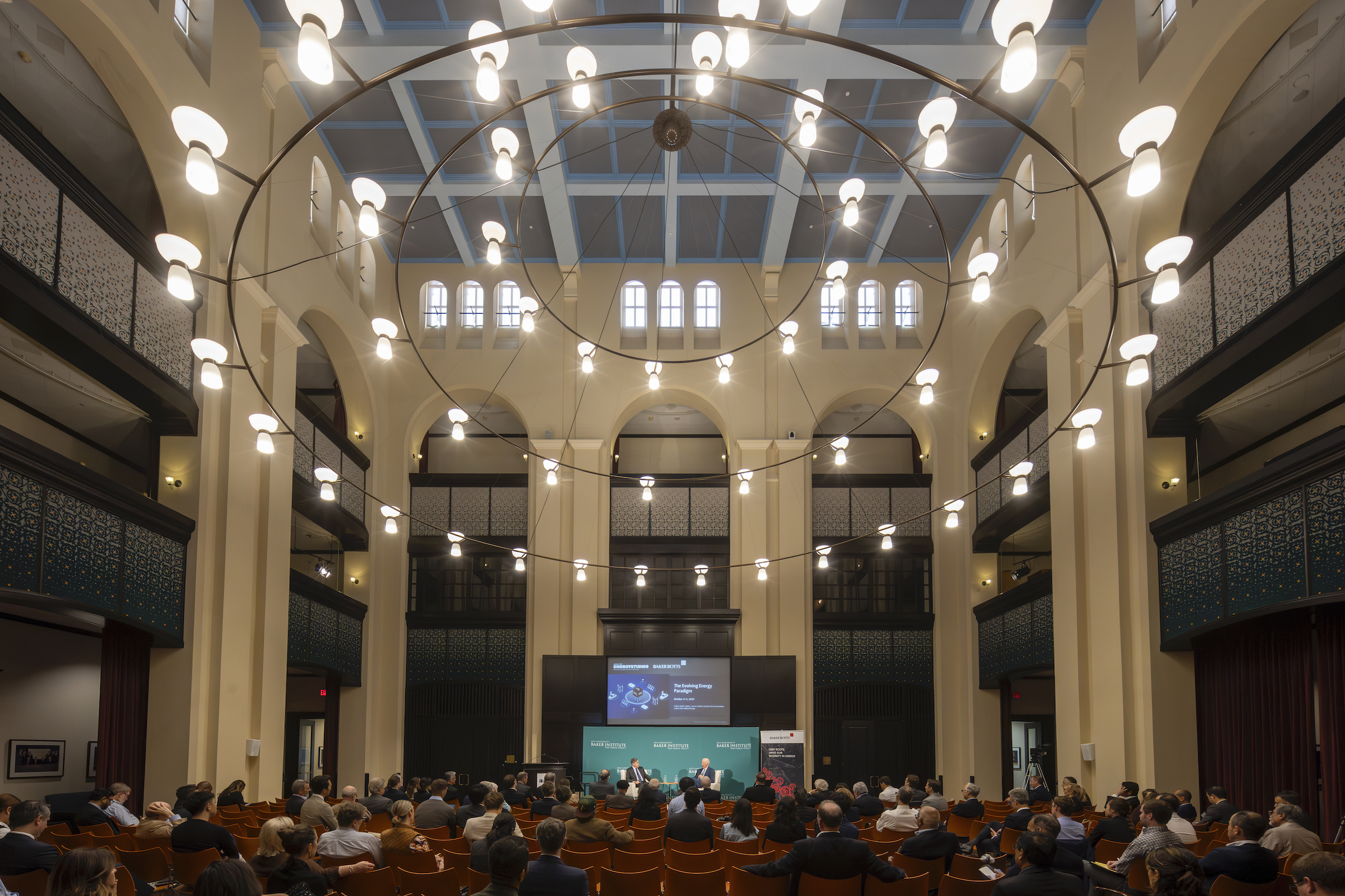 Vaccine champion Dr. Peter Hotez is interviewed by Lisa Gray in a program at Rice University's Baker Institute for Public Policy which celebrates its 30th anniversary on October 26. (Photo courtesy of Rice University's Baker Institute for Public Policy)