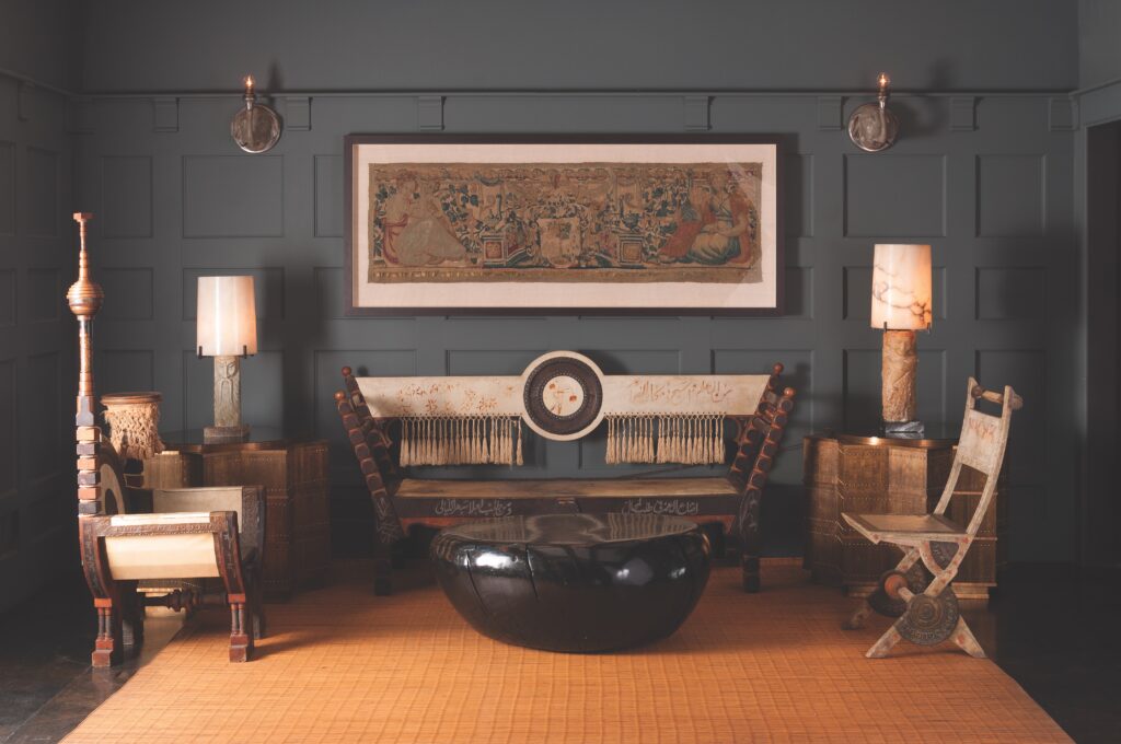 A Blackman Cruz environment with rare Carlo Bugatti carved furniture, including a settee from the estate of Marchesa Luisa Casat (Photo by David Ross)