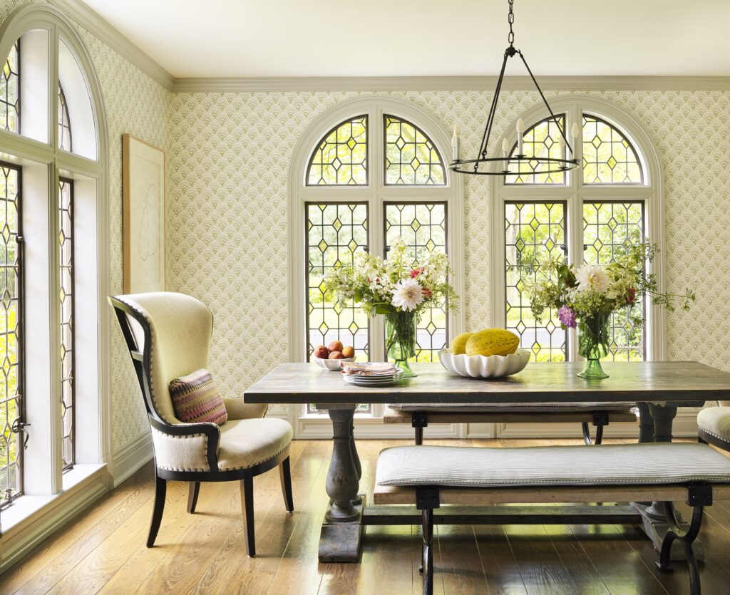 The breakfast room of a 1920s Tudor house designed by Carrier and Company.  (Photo by Annie Schlechter)