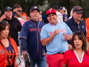 Texas Rangers have certainly enjoyed their teams game at Minute Maid Park this postseason. Astros fans? Not so much. (Photo by F. Carter Smith)