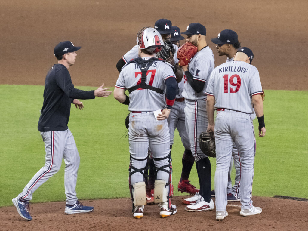 The Twins pitching staff hasn't lived up to its advance billing, with the exception of ace Pablo Lopez, in this playoff series with the Astros. (Photo by F. Carter Smith)