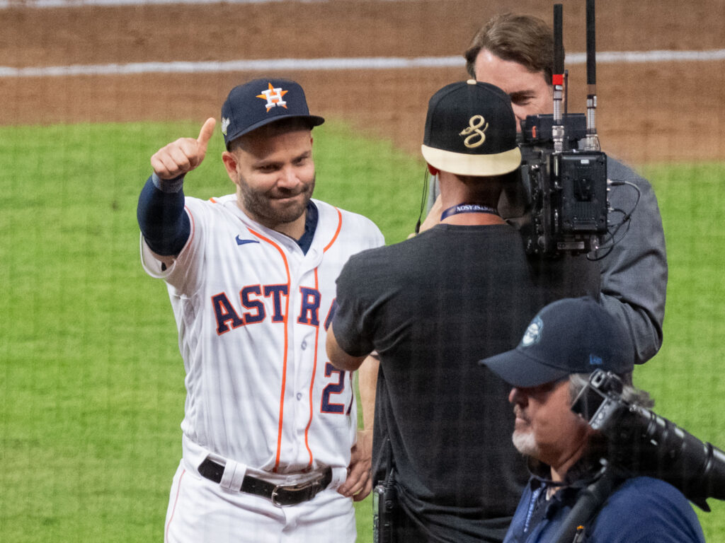 Jose Altuve knows it's thumbs up and full speed ahead for the Houston Astros in the playoffs. (Photo by F. Carter Smith)
