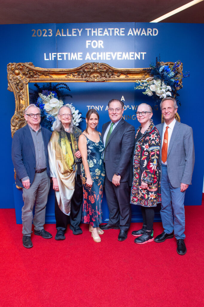 Richard Nelson, Jennifer Tipton, chairs Wendi & Jeremy Monthy, Susan Hilferty, Scott Lehrer at the Alley Theatre Award for Lifetime Achievement dinner.