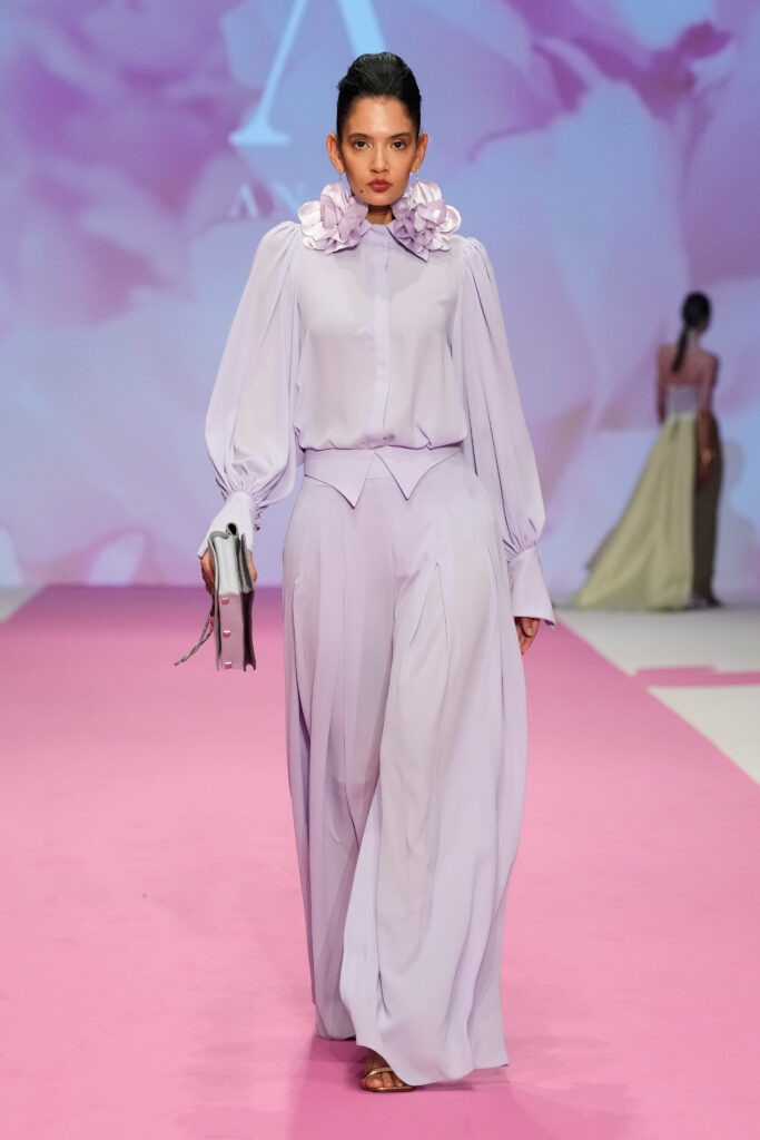 A designer local to Dubai, Anaya debuted a punchy pastel collection of structured pieces coveted by any woman. (Photo by Dubai Fashion Week )