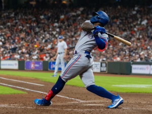 xas Rangers slugger Adolis Garcia can change games with one swing. (Photo by F. Carter Smith)