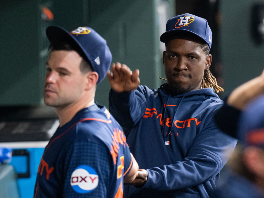 Even Astros reliever Rafael Montero is into the Chas Chomp. (Photo by F. Carter Smith)
