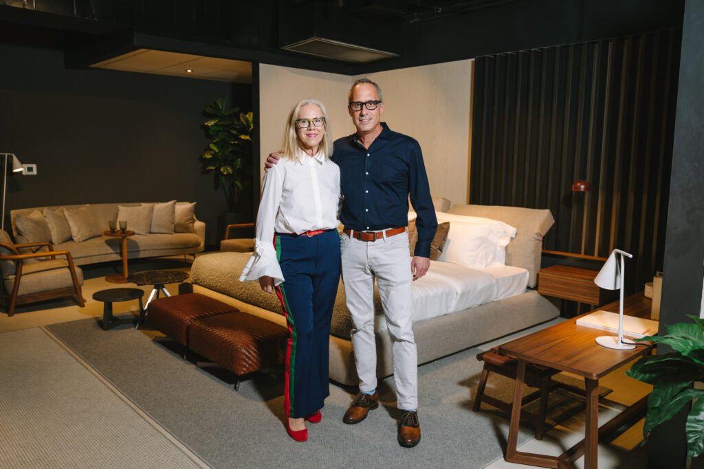 Kari Roundy, Mark Sullivan  at BeDESIGN's 10th anniversary celebrating the grand opening of the final phase of the 20,000 square foot showroom. (Photo by Johnny Than)