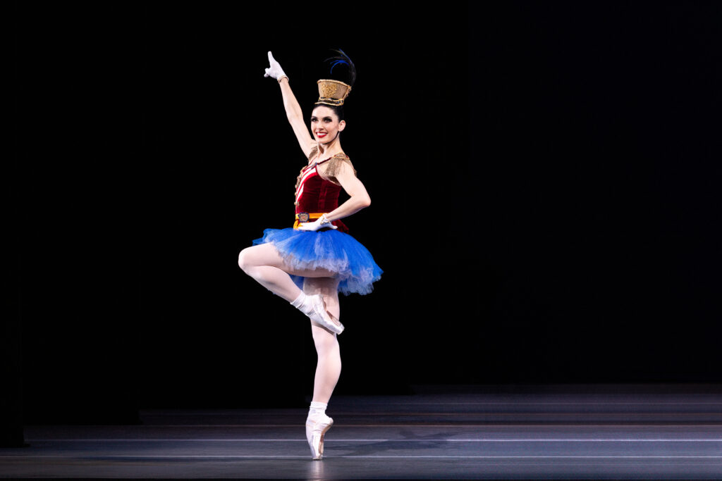 Houston Ballet principal Beckanne Sisk in "Stars and Stripes." Choreography by George Balanchine, © The George Balanchine Trust. 
(Photo by Lawrence Elizabeth Knox. Courtesy Houston Ballet)