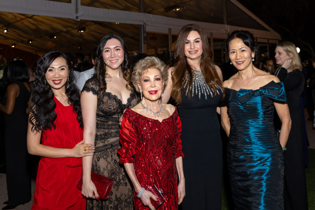 Connie Kwan Wong, Mei Leebron, Margaret Alkek Williams, Brigitte Kalai, Y Ping Sun at the black-tie dinner following Houston Grand Opera's world premiere of 'Intelligence.' (Photo by Emily Jaschke)