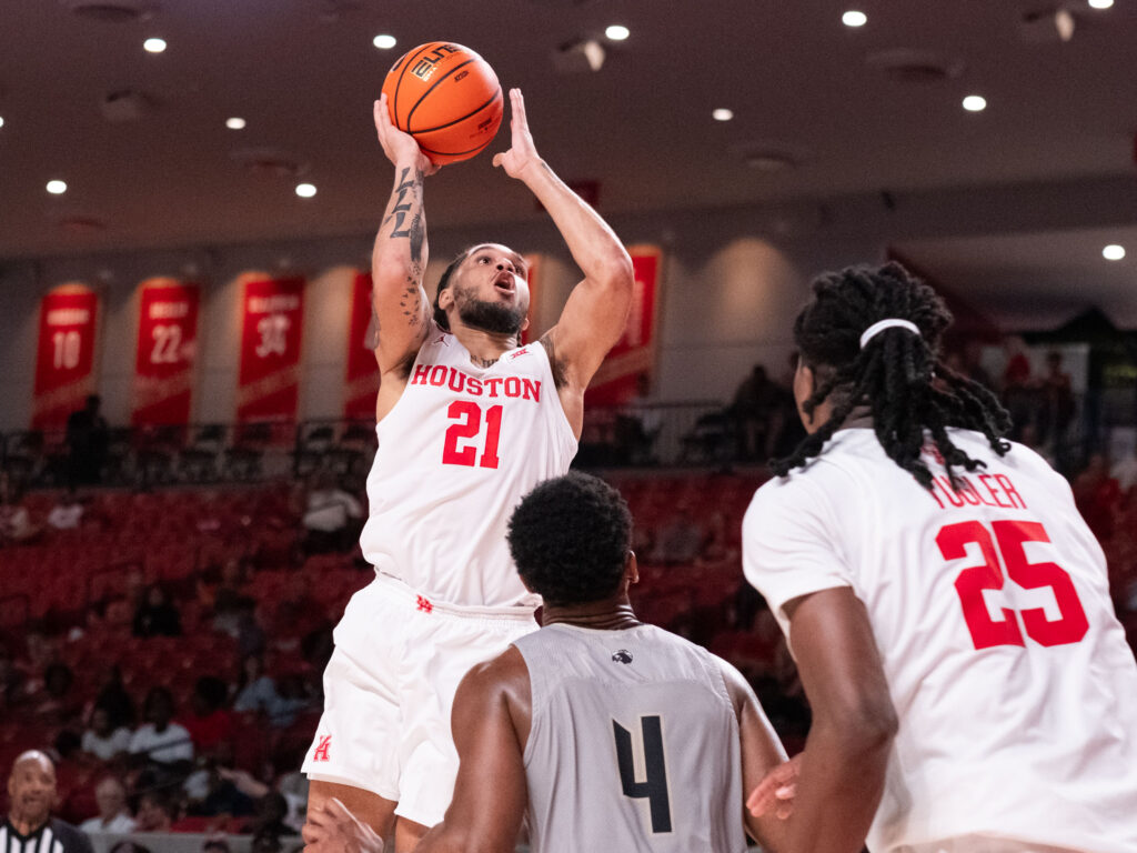 University of Houston guard Emanuel Sharp can score in bunches. (Photo by F. Carter Smith)