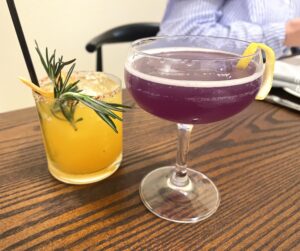 Crazy – Crafty cocktails including the purple hued Bee’s Knees at Second Bar + Kitchen Mineral Wells. (Photo by Courtney Dabney)