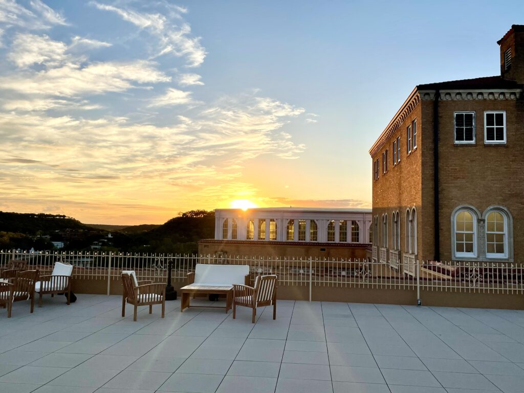 Rooftop deck perfect for sunsets, concerts and parties at the Crazy Water Hotel in Mineral Wells. (Photo by Courtney Dabney)
