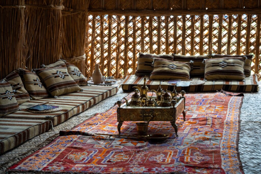 The design of the mudhif allows for natural light to shine through during the day. The immersive experience allows visitors to connect to the ancient structure. (Photo by Henrich Perez)