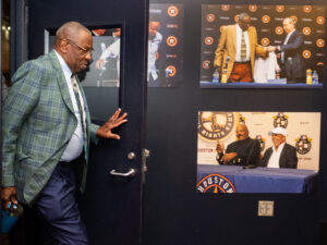 Manager Dusty Baker reflected on his four years at the helm of the Houston Astros after announcing he would not return for the 2024 season alongside owner Jim Crane and General Manager Dana Brown at Minute Maid Park