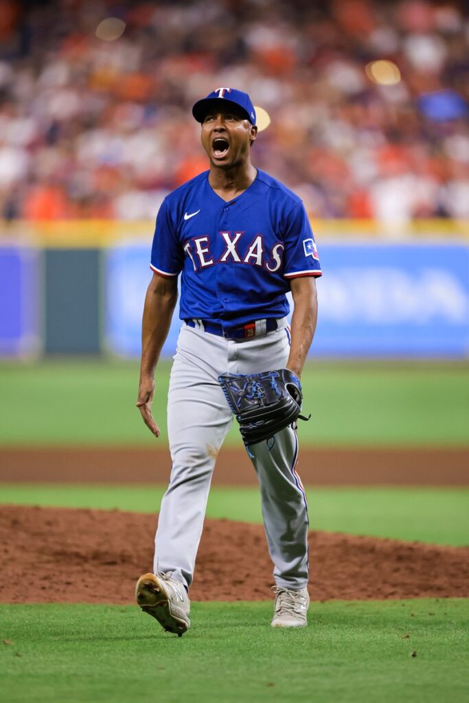 Rangers closer José Leclerc shrugged off that Game 5 meltdown to help the Texas Rangers win Game 6 vs. the Houston Astros. (@rangers)