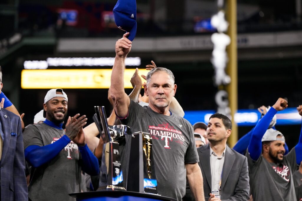 Texas Rangers managers Bruce Bochy is still undefeated in Game 7s and he's led another team into the World Series. (@rangers)