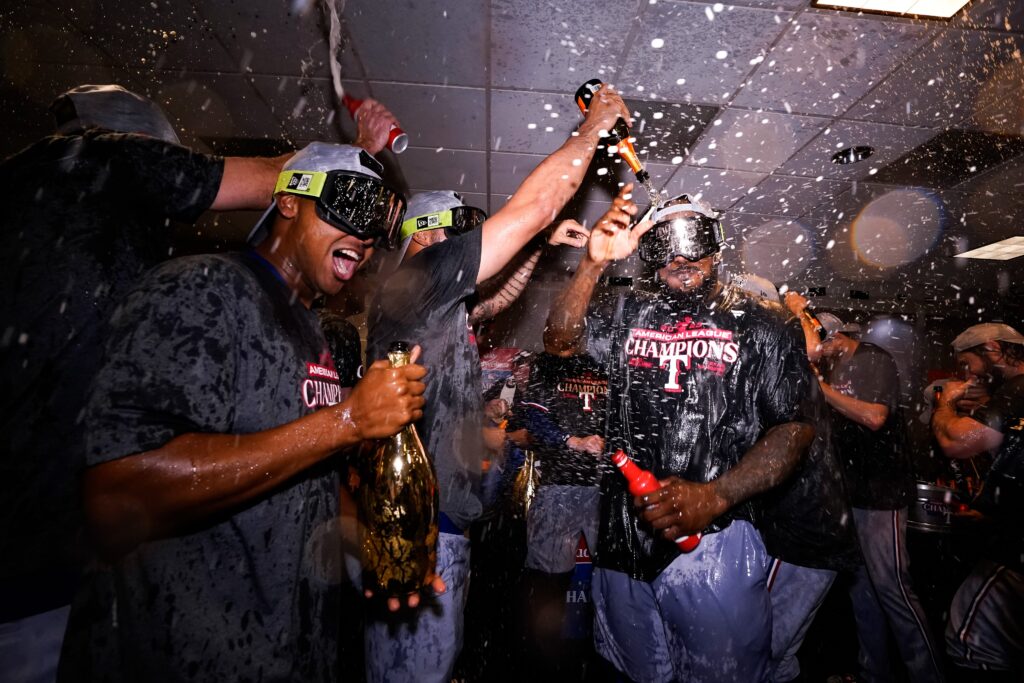 The Texas Rangers partied like the American League Champions they are. (@rangers)
