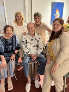 Comrades in Art: Artist Susan Plum, Justice Meg Poissant, Wayne & Beverley Gilbert, Doria Goldman.