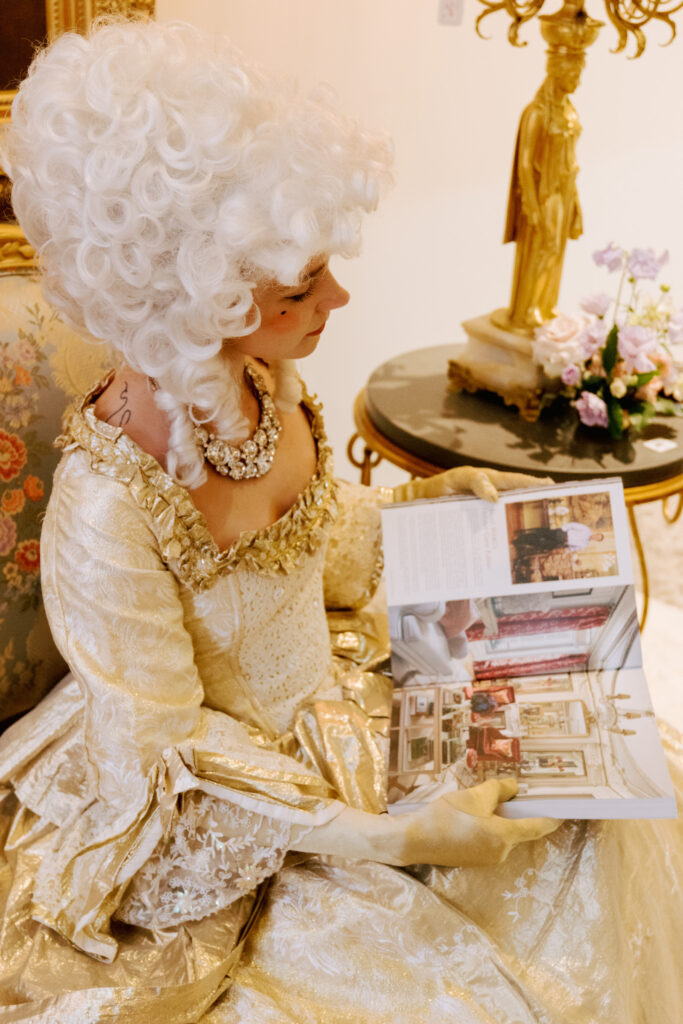 Models in 18th century costumes added authenticity to the Versailles-inspired evening at New Orleans Auction Galleries.