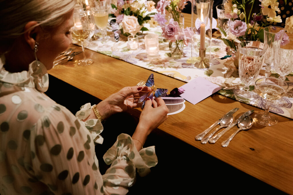 Paper butterflies played an integral decorative role in the Versailles-inspired dinner party at New Orleans Auction Galleries.