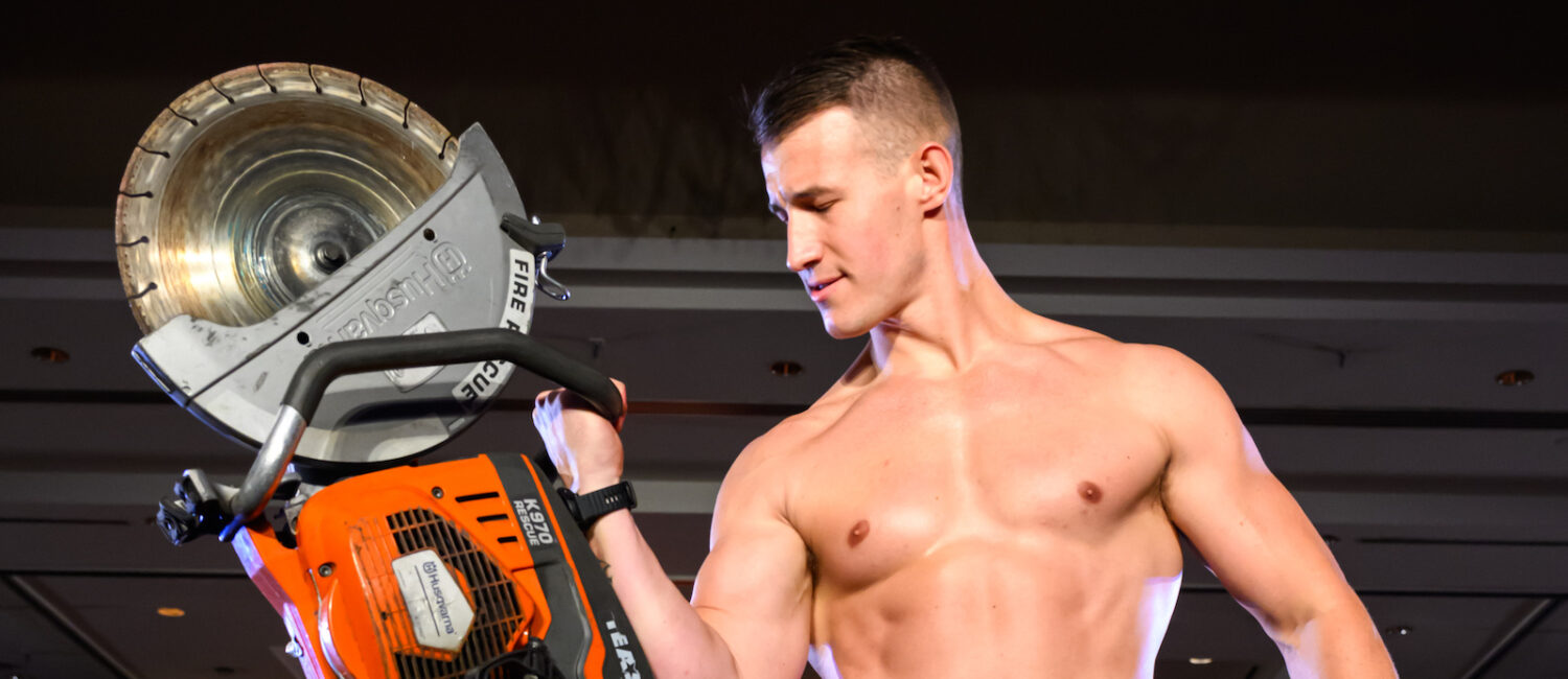Houston Firefighter Calendar model Mr. September struts his stuff at the ‘Red Hot Gala’ benefitting the Houston Firefighters Foundation at the Royal Sonesta Hotel. (Photo by Michelle Watson)