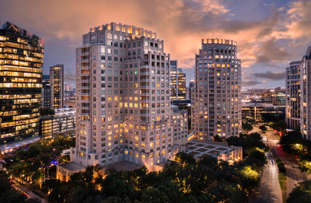 Ritz Carlton Dallas Uptown Exterior Sunset (Photo by Ritz-Carlton, Dallas)