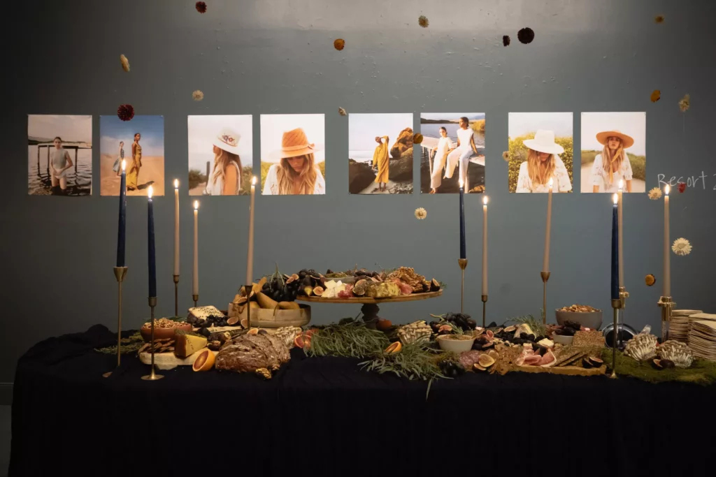 The grazing table by Legendairy Katy at the grand opening fête for Sixteen Ten where Freya hats and Mirth caftans share boutique space. (Photo by Alex Wu)