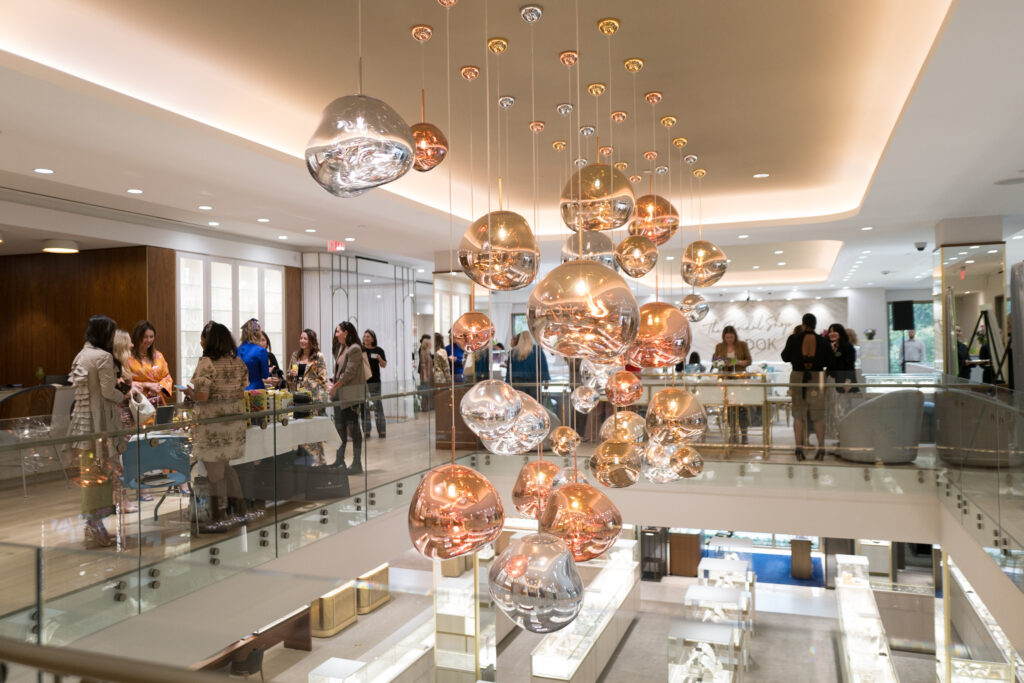 The glamorous interiors of Zadok Jewelers Upstairs at Zadok stage for the 'Leading Women' champagne brunch and program. (Photo by Daniel Ortiz)