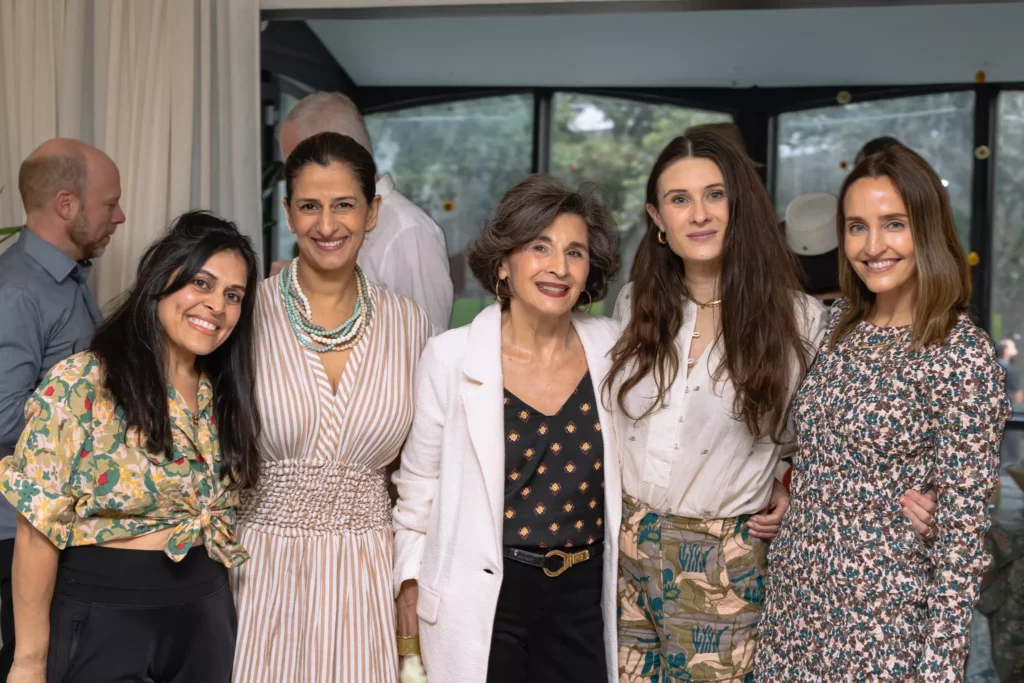 Versha Yadav, Siphti Lacey, Marie Scanlin, Nicole Gunter, Katie McClure at the grand opening fête for Sixteen Ten where Freya hats and Mirth caftans share boutique space. (Photo by Alex Wu)