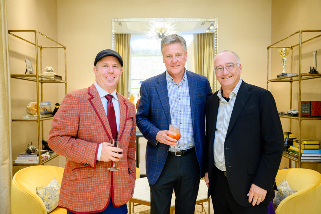 Will Robinson, Bob Schultz, Rob Rogers at The Orange Show Gala kickoff at deBoulle (Photo by Si Vo Photography)