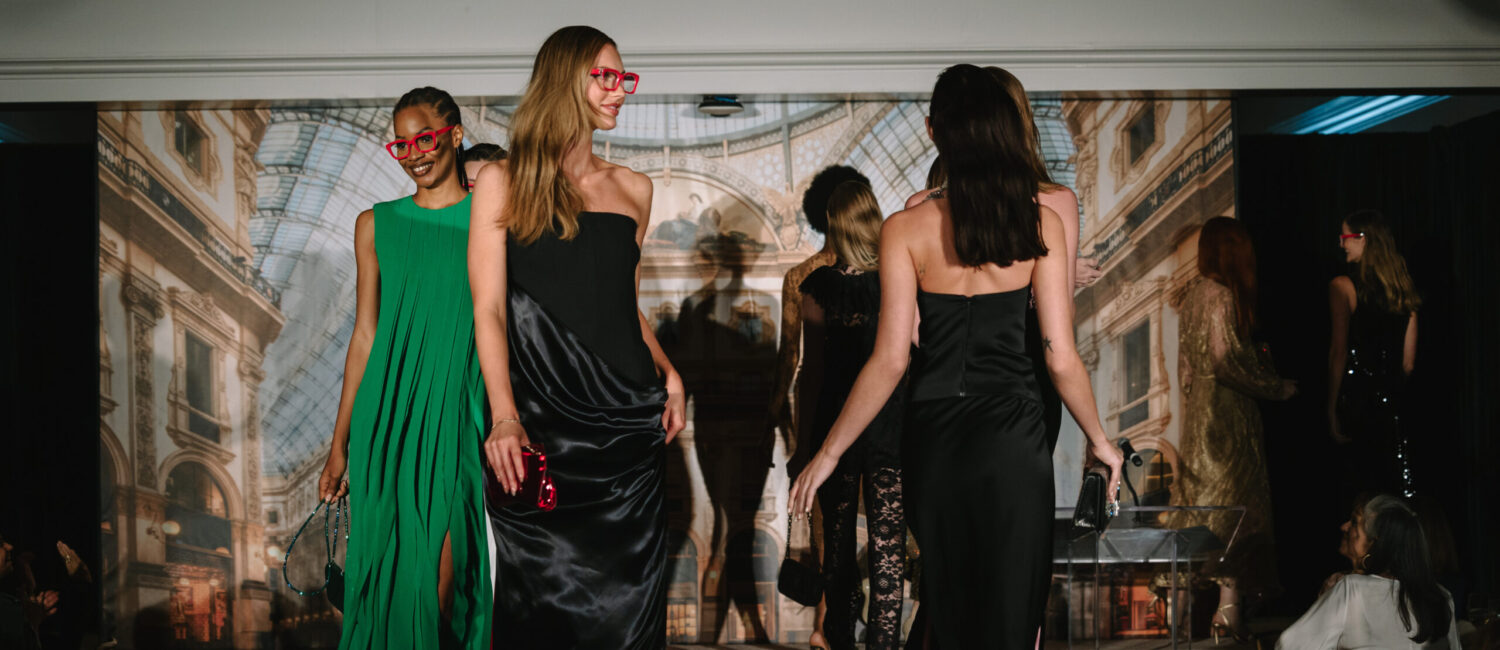 Neiman Marcus models wearing iconic red glasses on the catwalk at the Houston Italian Cultural and Community Center Fall Luncheon. (Photo by Johnny Than)