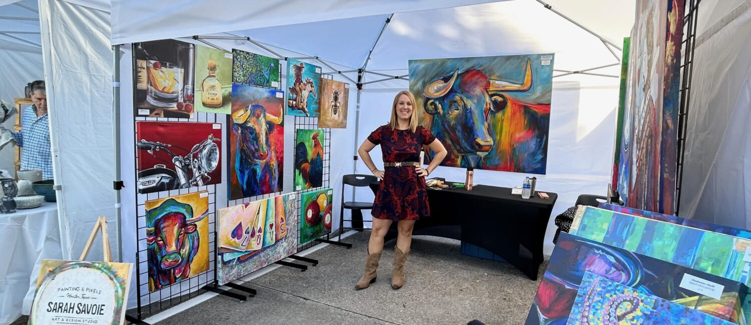 Local artists, such as Sarah Savoie, are featured at Ardest Gallery's monthly outdoor fine arts events.